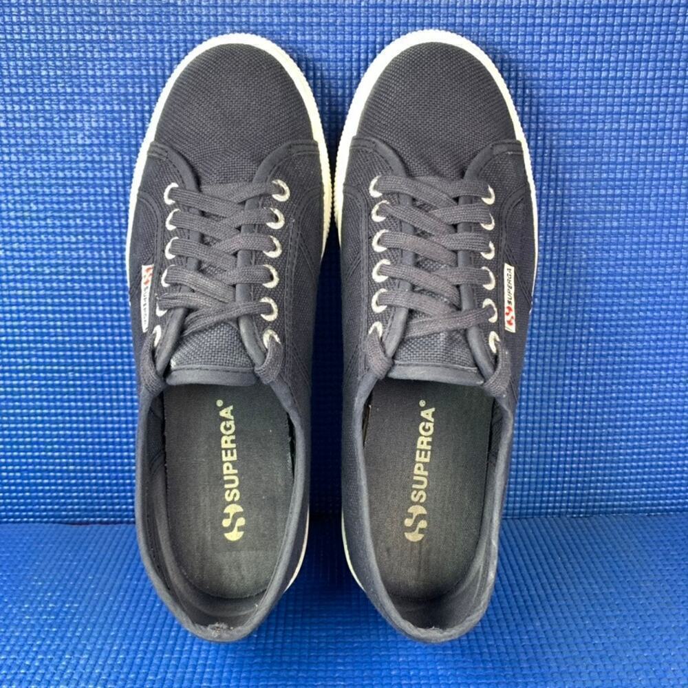 🔴 SUPERGA 2790 PLATFORM Women`s Size 9.5 Navy Blue White Walking Shoes S0001L0 - Picture 6 of 9